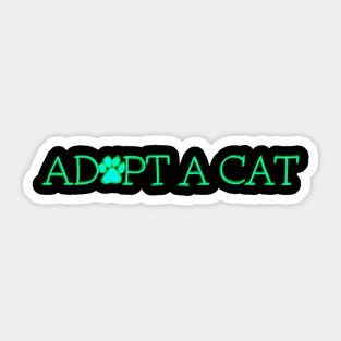 Adopt A Cat Green Sticker